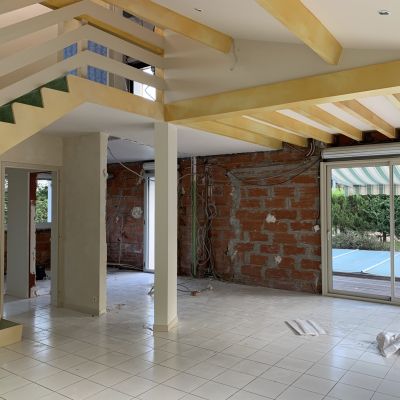 restructuration maison bordeaux renovation architecture intérieure salon cuisine chambre salle de bain