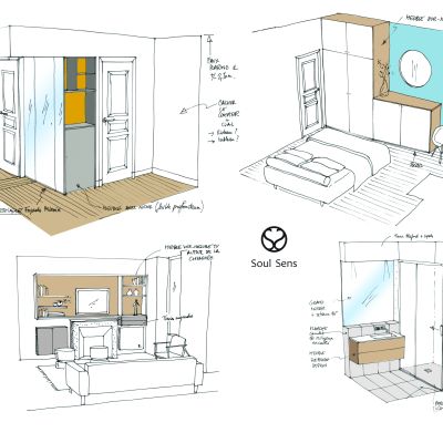 croquis dessins création ambiances aménagement appartient architecture intérieure