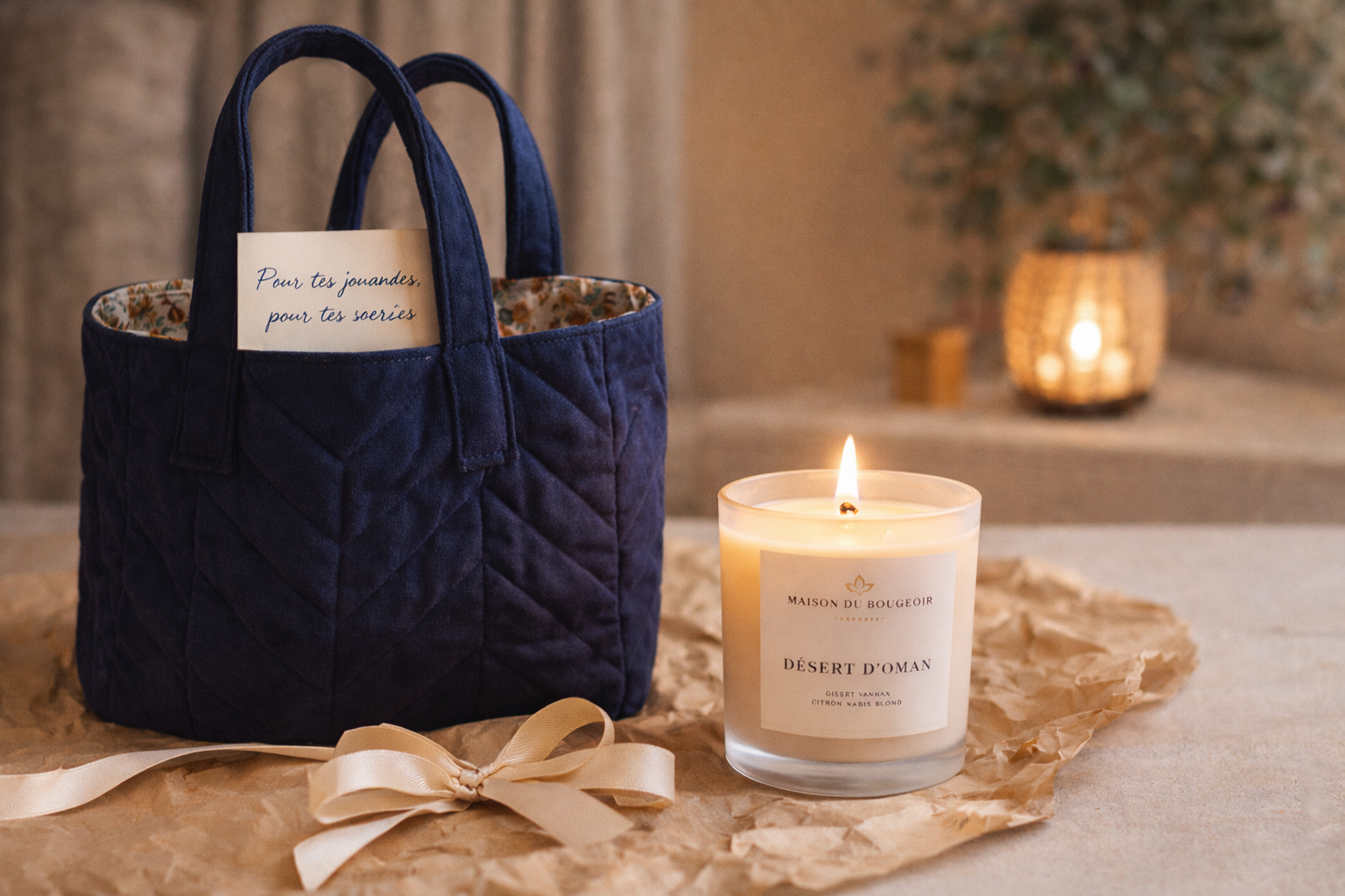 idées cadeaux : sac cabas et bougies